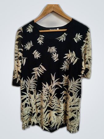 Black and White Tropical Print Shirt