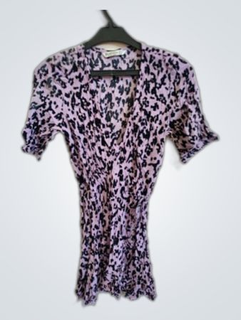 Stradivarius Pink and Black Floral Blouse