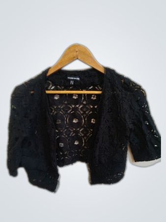 Black Lace Cropped Jacket