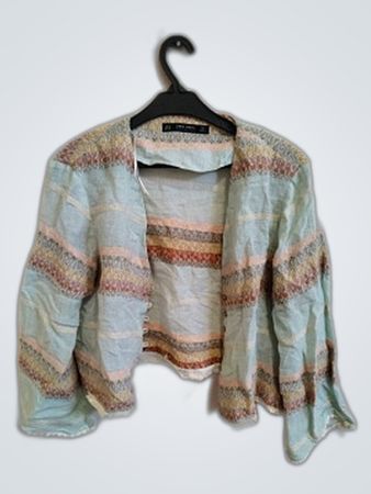 Zara Multicolored Striped Cropped Jacket