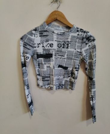 Bershka Newspaper Print Top