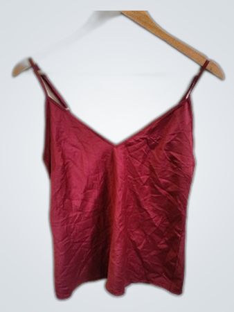 Zara Red Satin V-Neck Cami Top