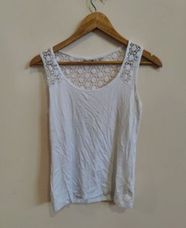 White Lace Trim Tank Top