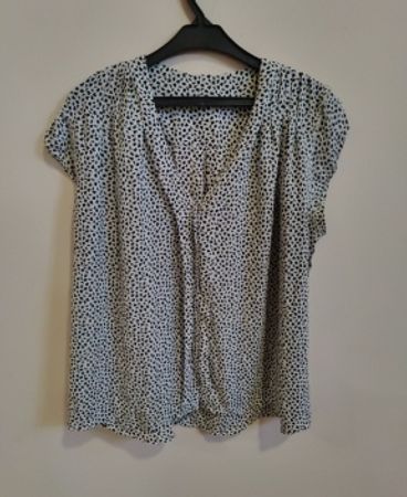 H&M Black Polka Dot Short Sleeve Blouse