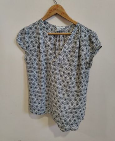 Zara Geometric Print Short-Sleeve Blouse