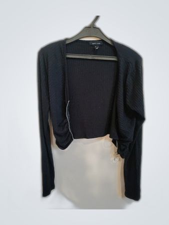 New Look Black Ribbed Cropped Cardigan