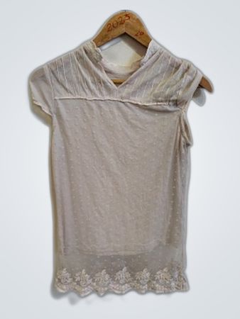White Lace Trimmed Blouse