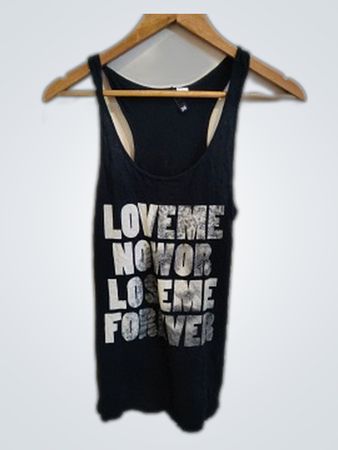 Black Tank Top with White Text