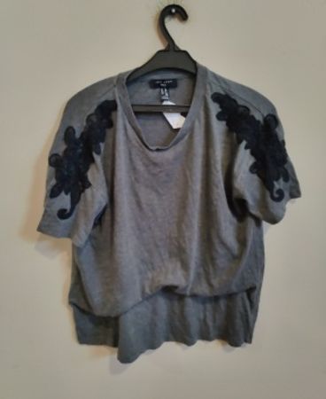New Look Lace Shoulder Grey T-Shirt