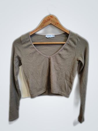 Stradivarius Gray Long-Sleeve Top