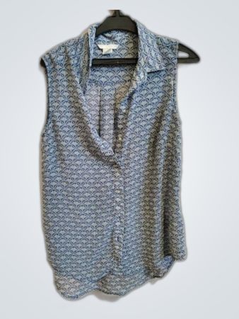 Blue Patterned Sleeveless Shirt