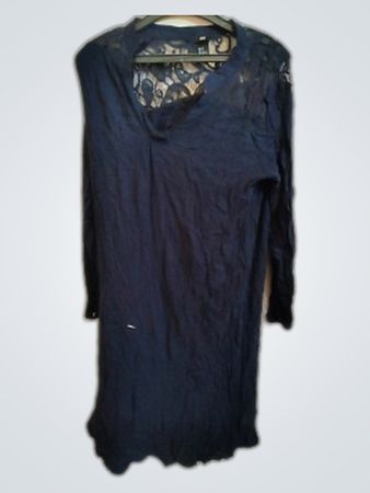 H&M Navy Lace Long-Sleeve Blouse