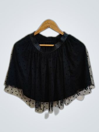 Black Short Sleeve Top with Sheer Panels