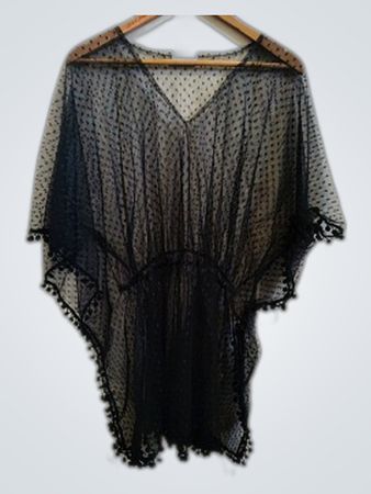 Black Polka Dot Sheer Poncho