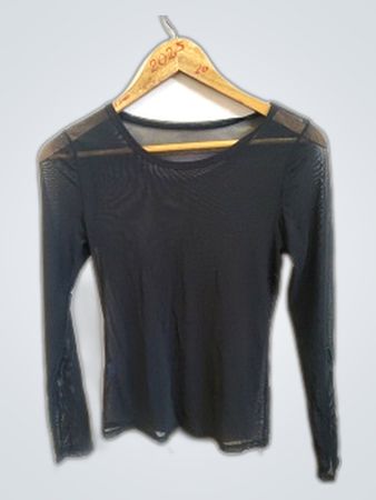 Black Long Sleeve Sheer Top