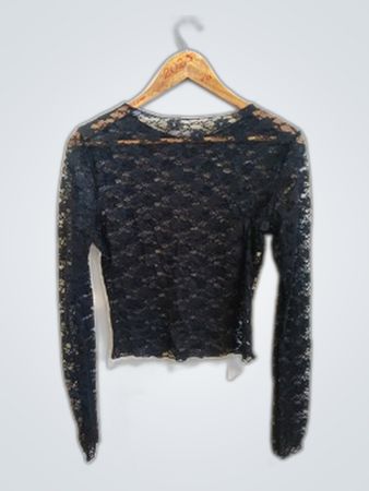 Black Lace Long-Sleeve Top