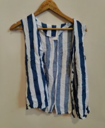 Blue and White Striped Sleeveless Top