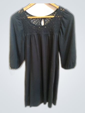 Black Lace-Trimmed Blouse