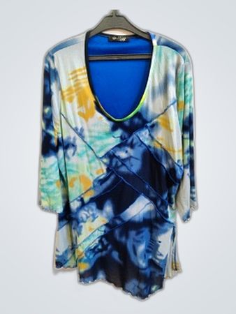 Carisa Blue and Yellow Tie-Dye Top
