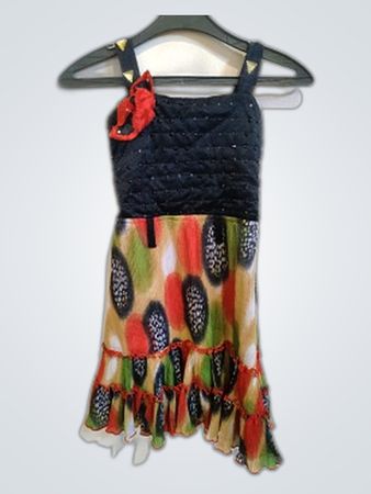 Multicolored Dress with Black Top