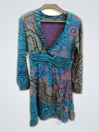 Long Sleeve Dress with Multicolor Pattern