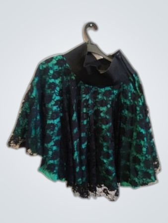 Green and Black Floral Lace Cape