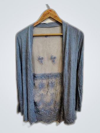 Blue Lace Dress with Sheer Back