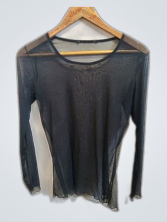 Black Sheer Long Sleeve Top
