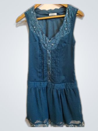 Blue Lace Trim Dress