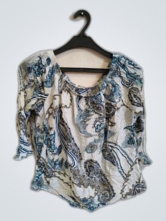 Blouse with Blue Paisley Pattern
