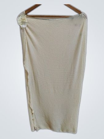 Waffle Weave Skirt with Flower Accent