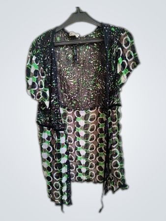 Street One Green and Black Patterned Top