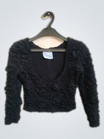 Unbranded Black Ruffled Crop Top