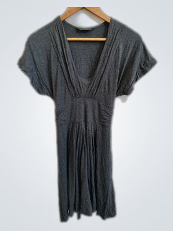 Dorothy Perkins Gray Draped V-Neck Blouse