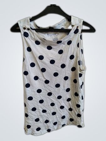 Sfera Basic Sleeveless Top with Black Polka Dots