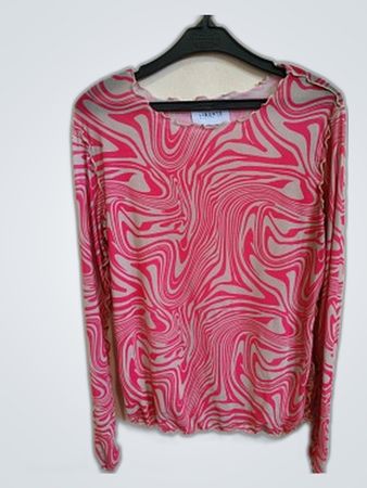 Pink and White Swirl Pattern Long Sleeve Top