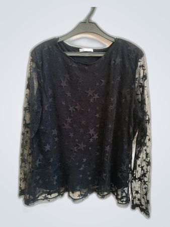 Black Sheer Star Pattern Top