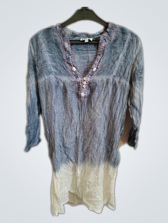 Blue and White Tie-Dye Long-Sleeve Shirt