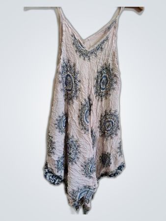 Blouse with Blue Paisley Pattern