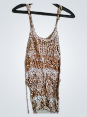 Brown and White Tie-Dye Dress