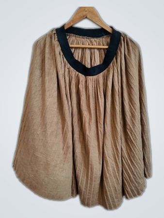 Brown Blouse with Black Trim