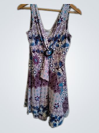 Women's Purple and Blue Floral Dress