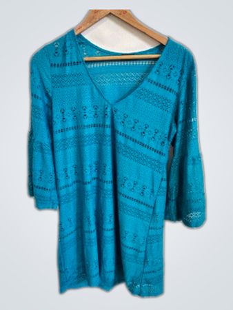Etam Blue Crochet Top