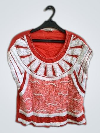 Red and White Blouse