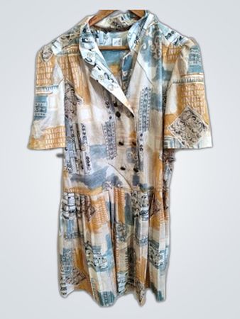 Blue and Yellow Patterned Dress