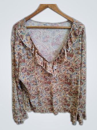 Mango Paisley Print Long Sleeve Blouse