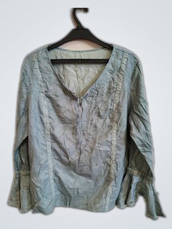 Light Blue Long-Sleeve Blouse with Ruffled Sleeves