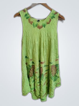 Lime Green Tie-Dye Sleeveless Dress