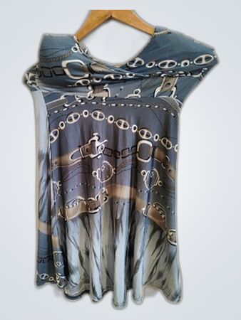 H&M Blue Chain Print Wrap Skirt