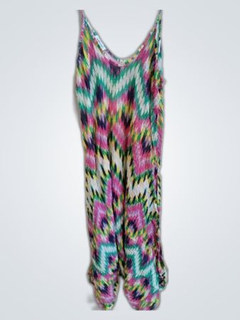 Multicolor Zigzag Spaghetti Strap Dress
